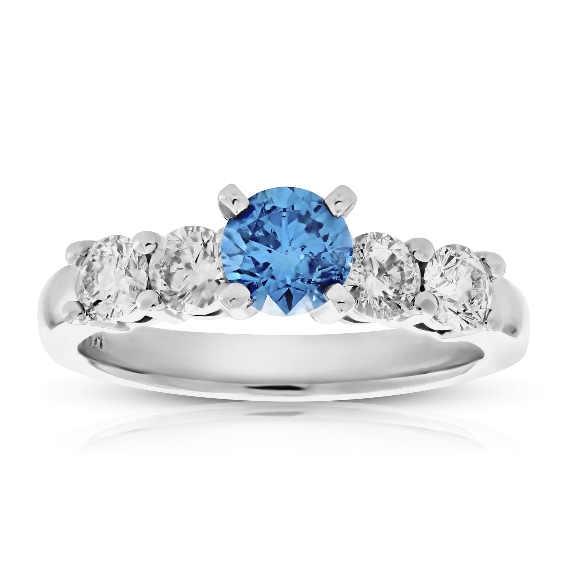 1.40 cttw Blue and White Diamond Engagement Ring 14K White Gold Bridal