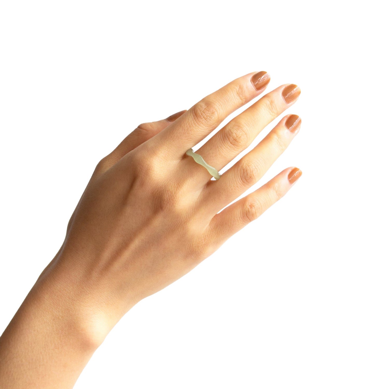 Mermaid Off White Skinny Jade Ring