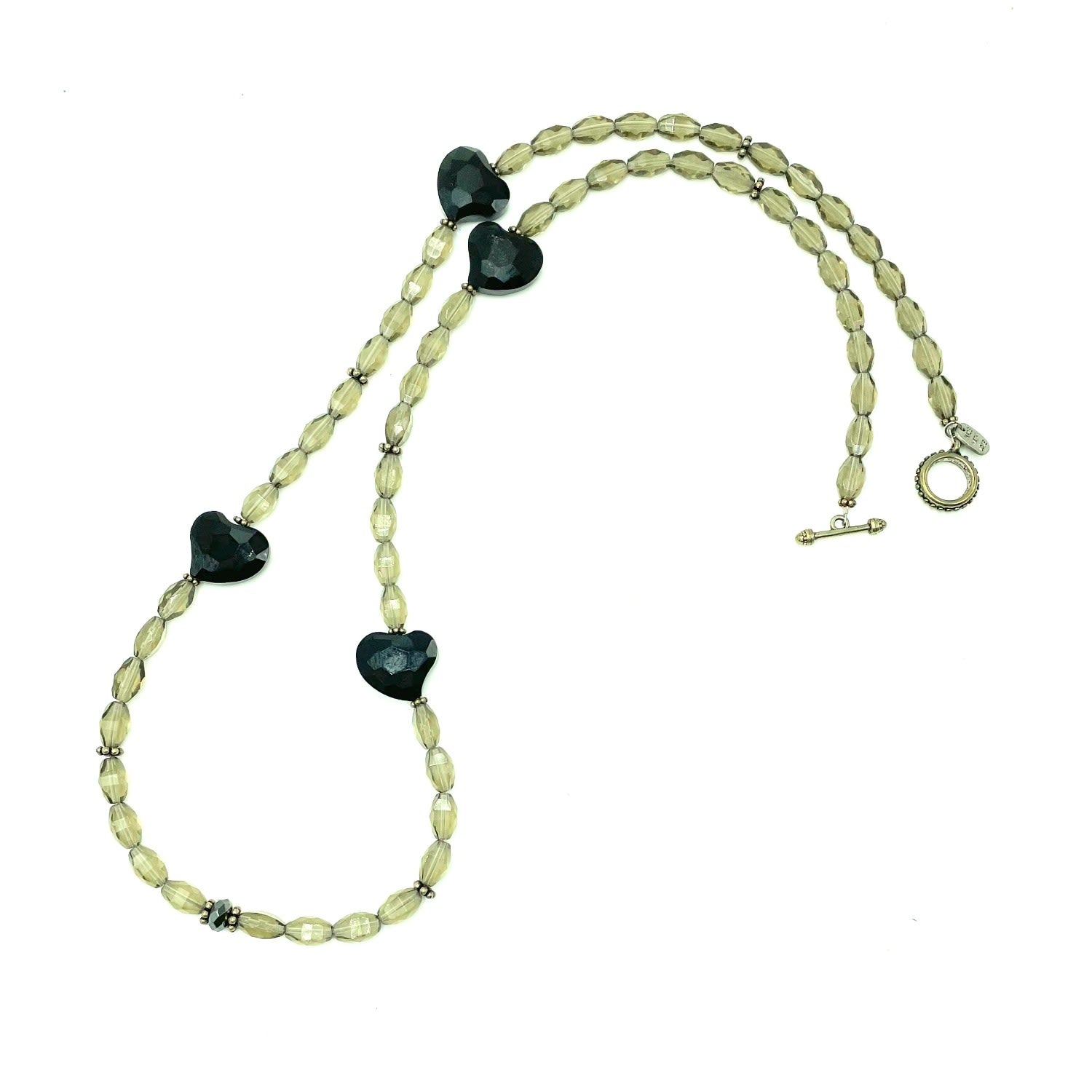 Felicia Four Black Crystal Hearts Necklace