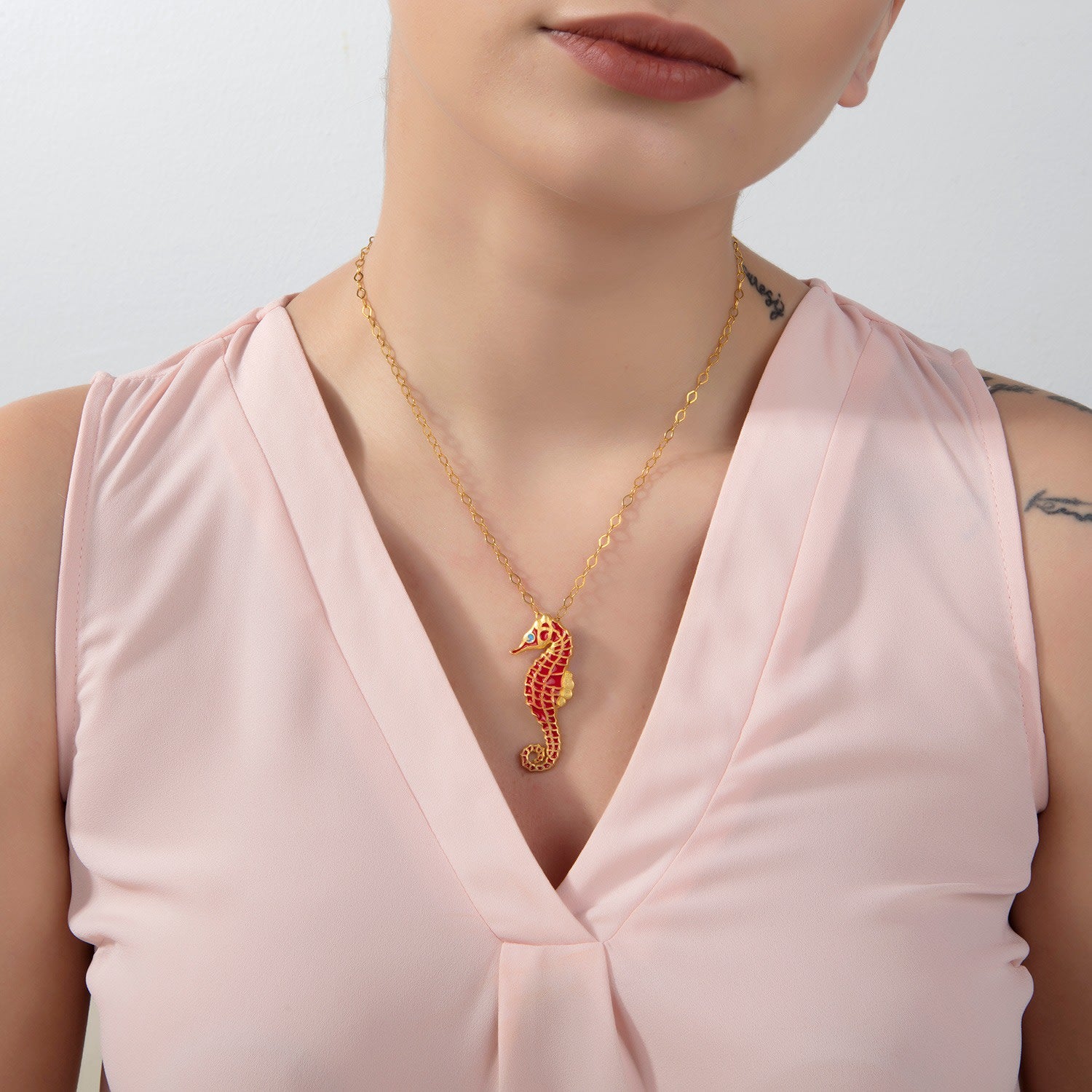 Red Seahorse Necklace