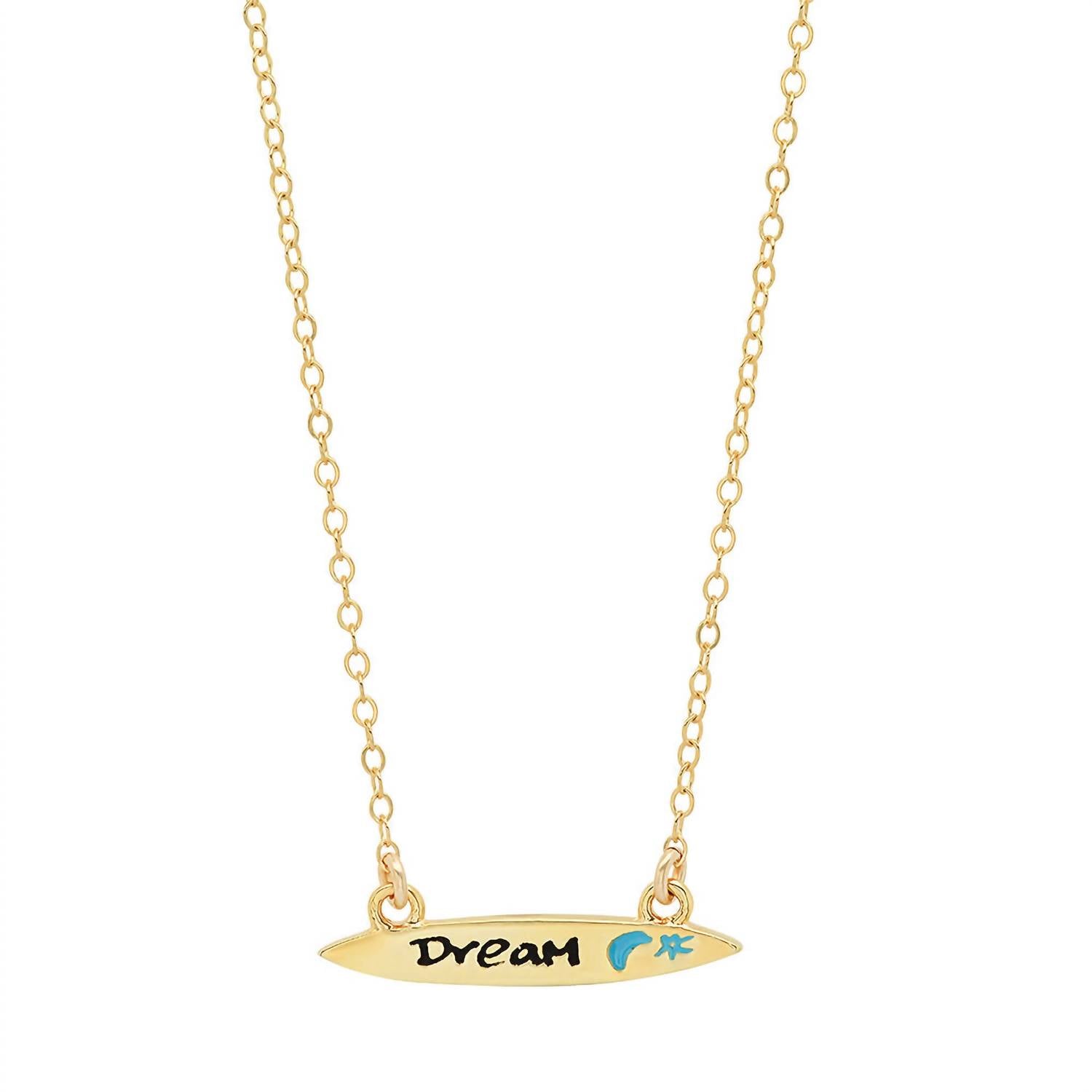 Women's Enamel Small Surfboard Necklace - Dream In Gold