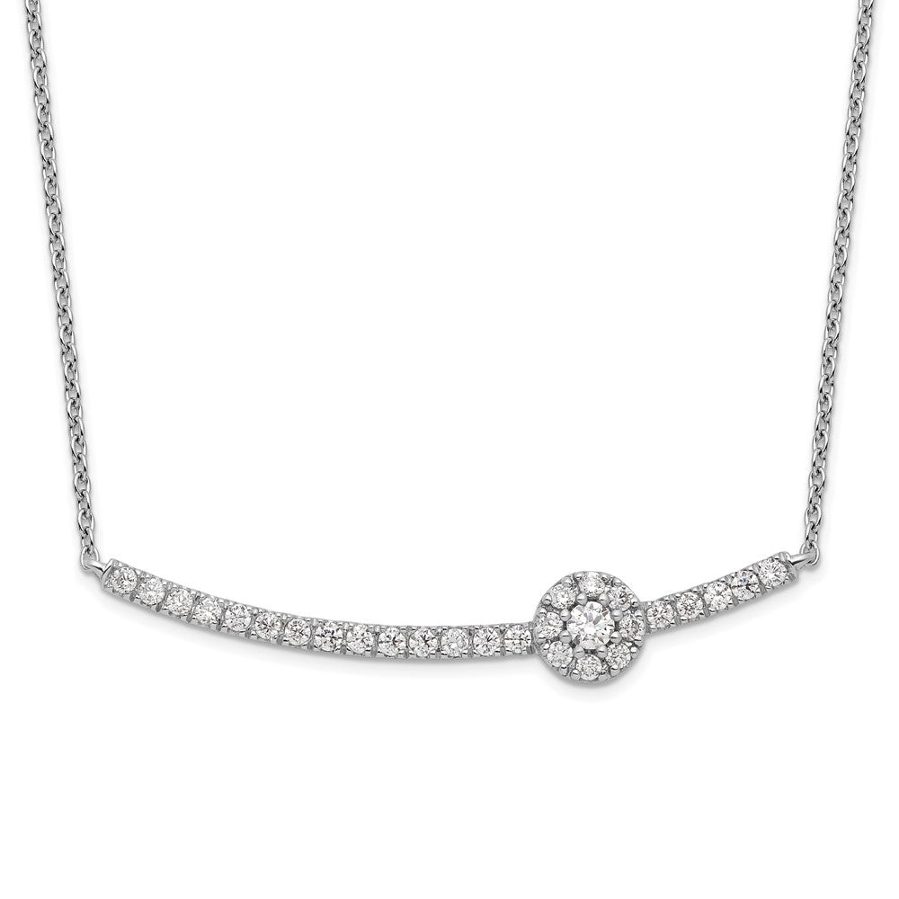 14K White Gold 1/2 CT Lab Grown Diamond Halo Bar Pendant Necklace 18' Clarity VS Color G-H