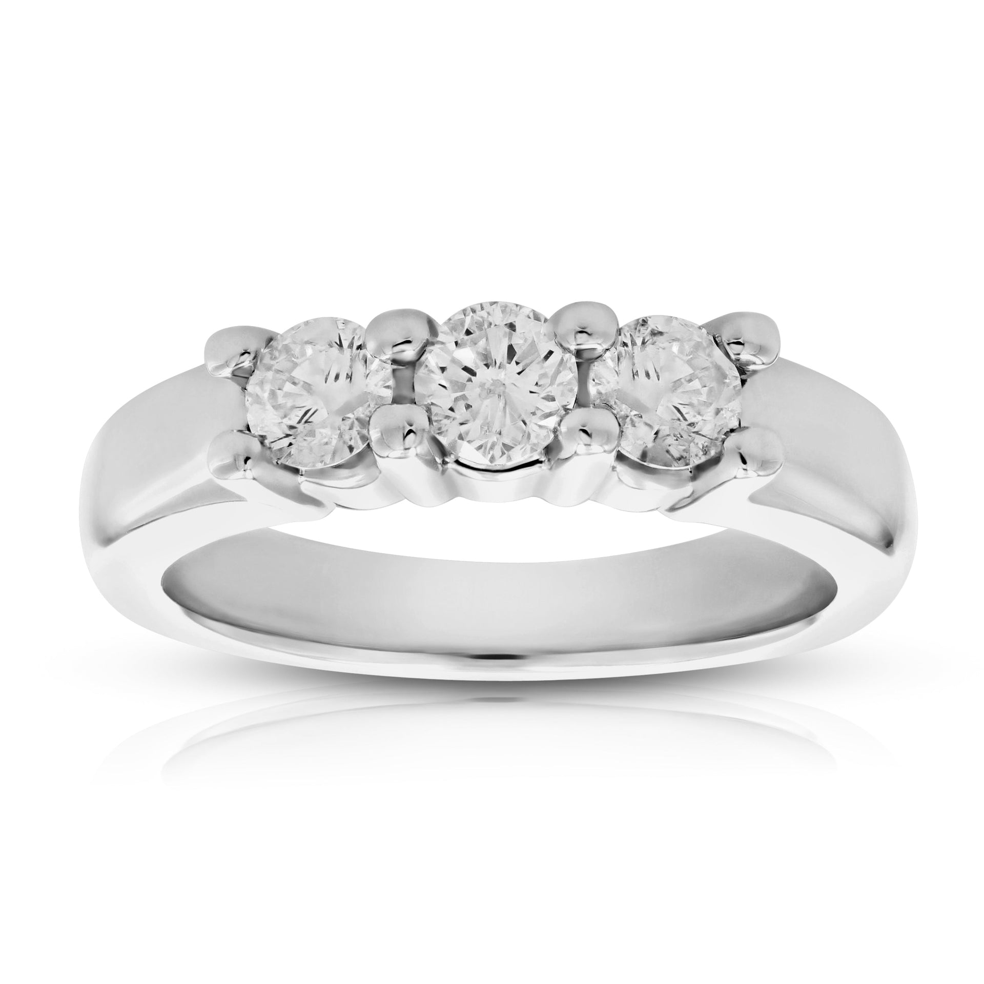 1 cttw Diamond 3 Stone Ring 14K White Gold