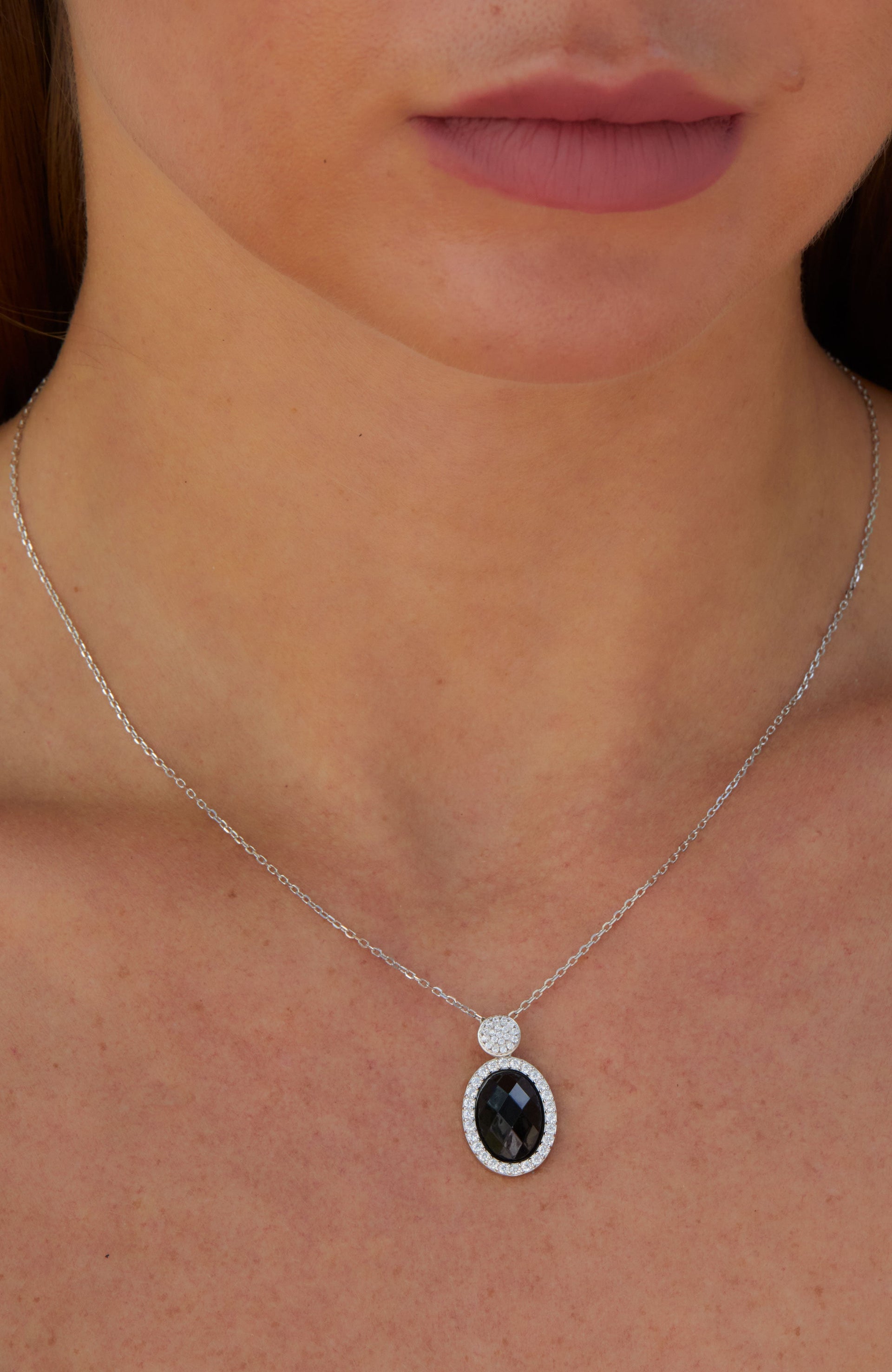 Sterling Silver Cz Drop Neck