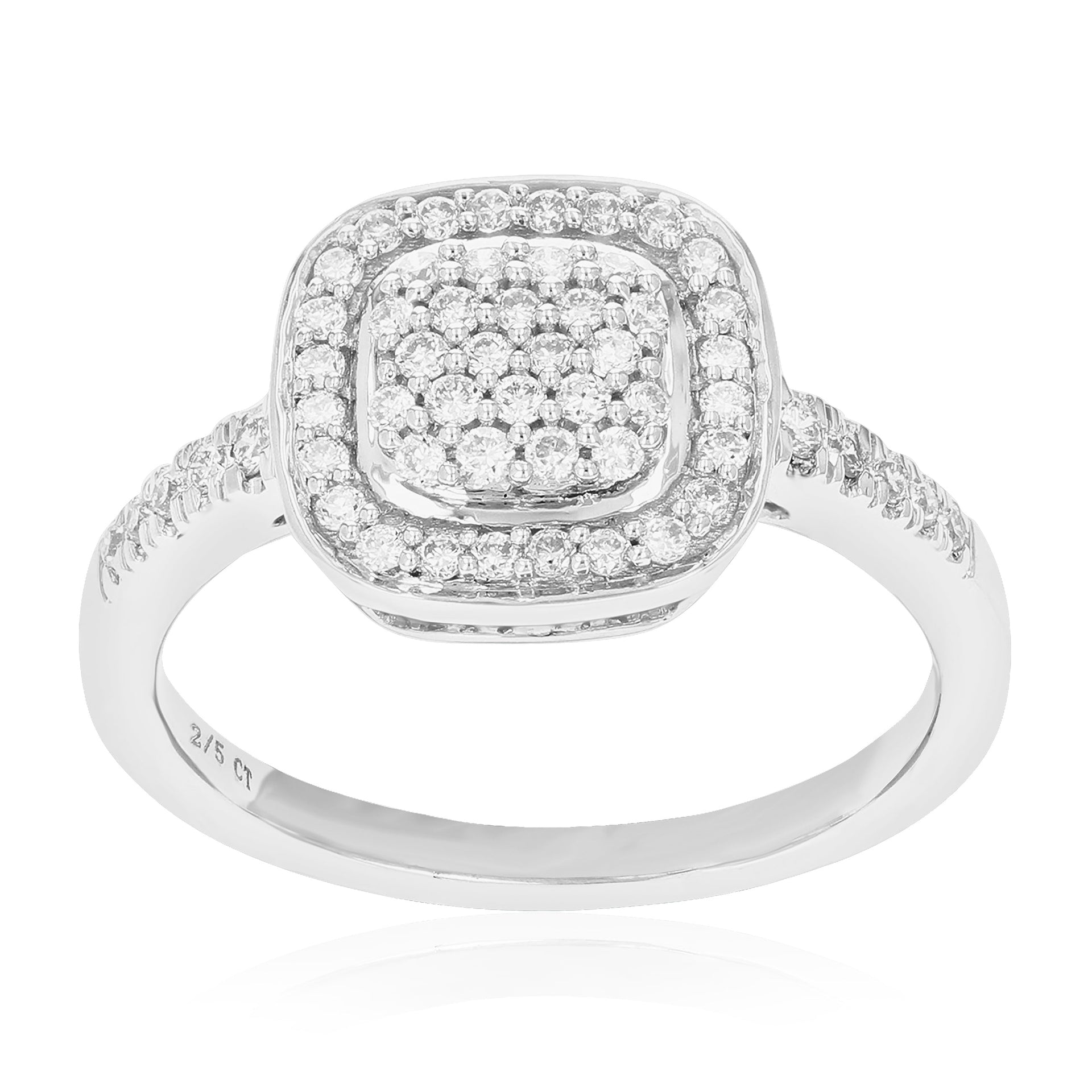 2/5 cttw 56 Stones Round Cut Lab Grown Diamond Engagement Ring .925 Sterling Silver Prong Set