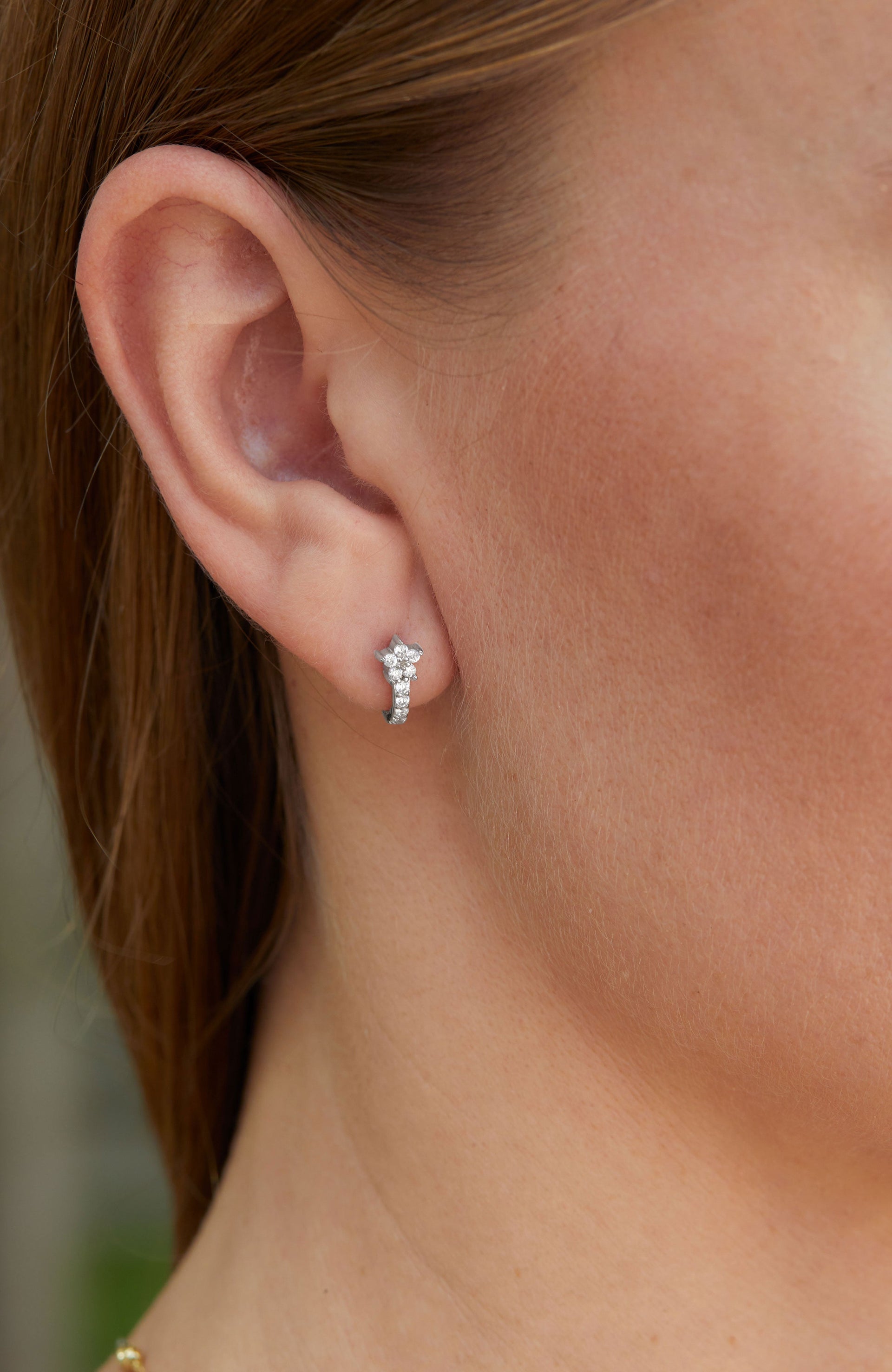 Sterling Silver White CZ Small Huggie Earrings