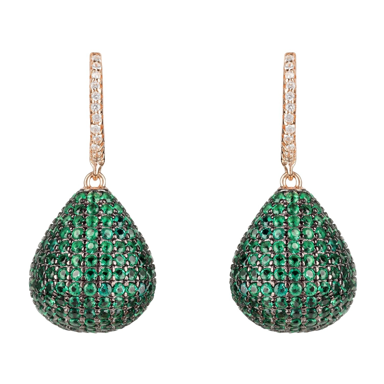 Valerie Pear Drop Gemstone Earring Rosegold Emerald