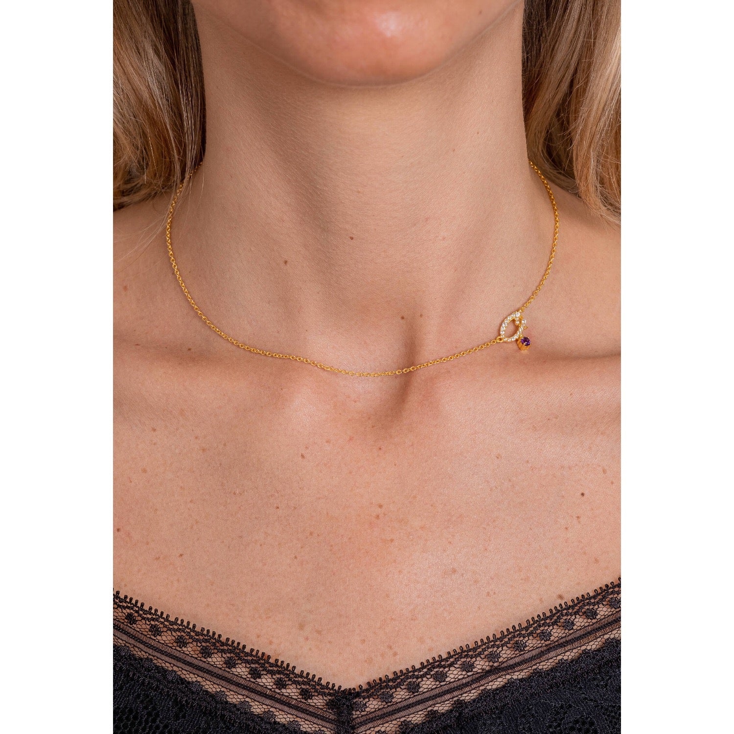 Zircon "O" Initial Necklace
