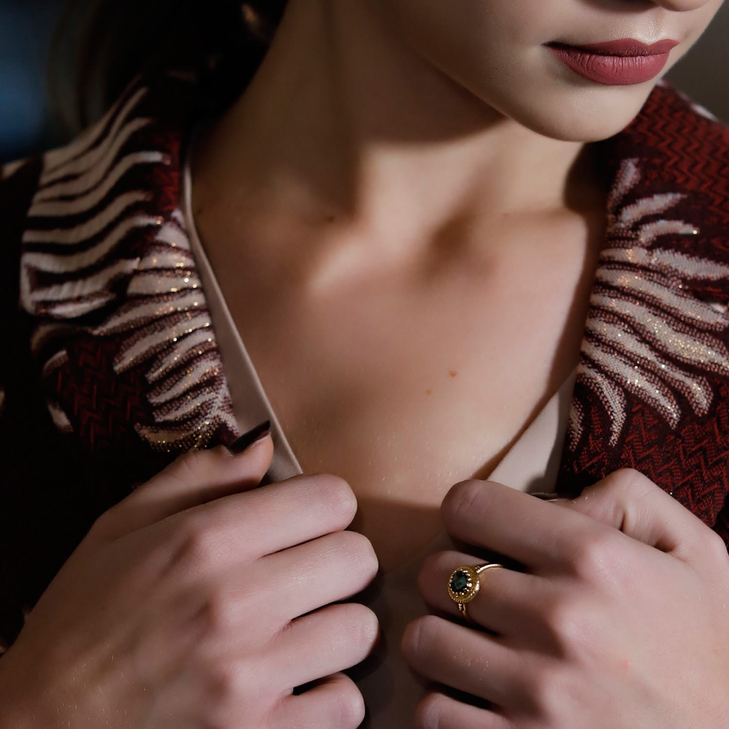 Luccichio Green Agate Stacking Ring