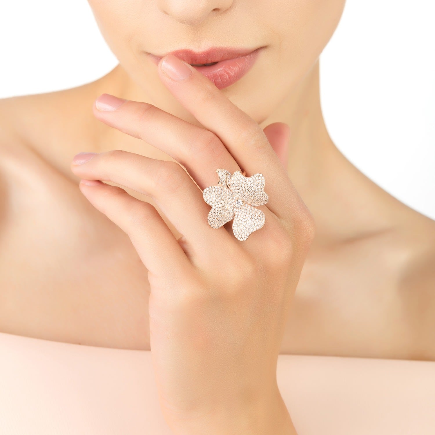 Flower Cocktail Ring Rosegold