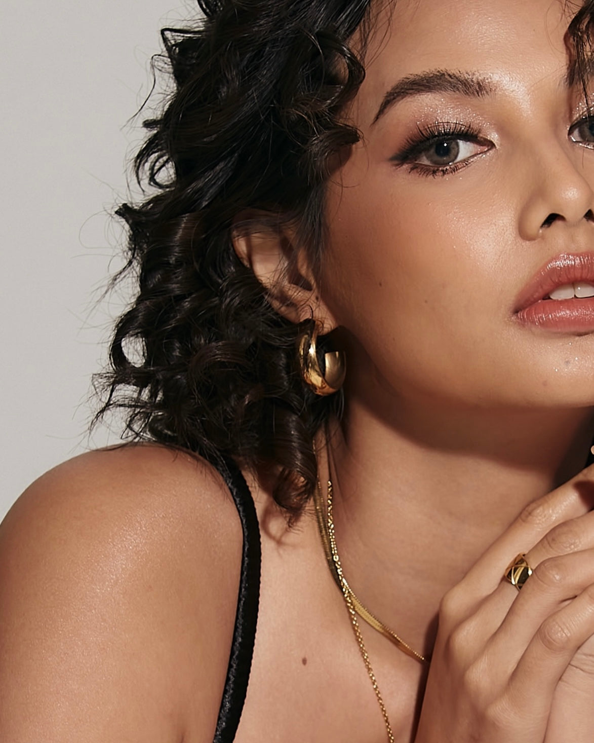 Armani C Shaped Chunky Gold Hoop Earrings