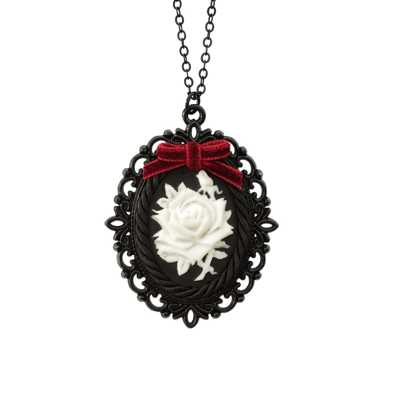 Dark Romance Porcelain Rose Cameo Necklace