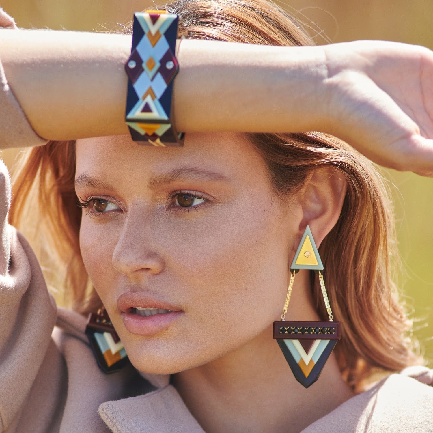 Handmade Acrylic Earring Kuntur Yellow