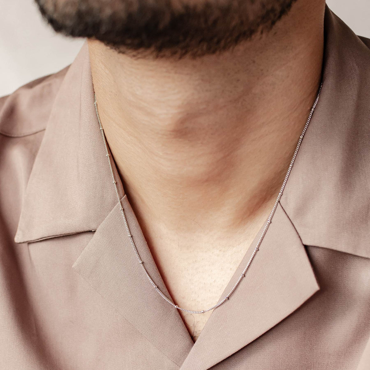 Fine Bobble Chain Necklace Men Sterling Silver