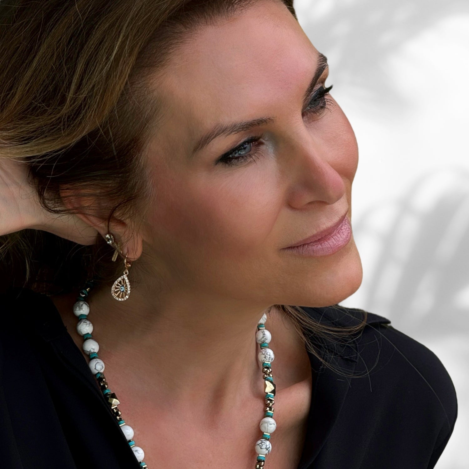 Gold Filigree Evil Eye Earrings - Gold -