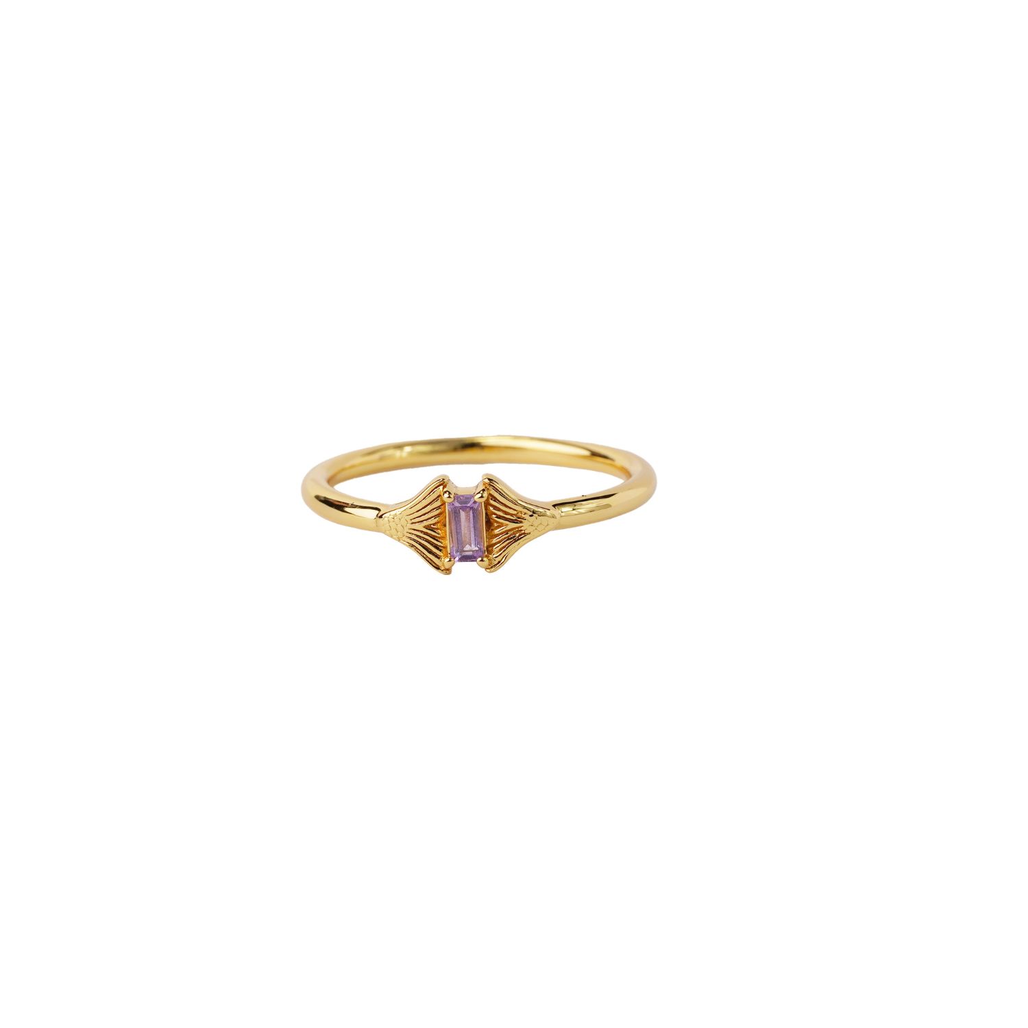 Fin Baguette Ring- Amethyst, Gold