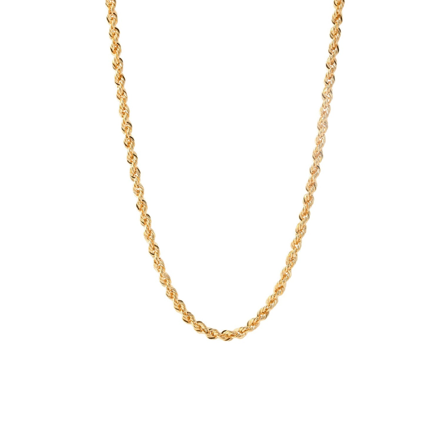 Fine 14Ct Solid Gold Italian Hallow Rope Chain Necklace
