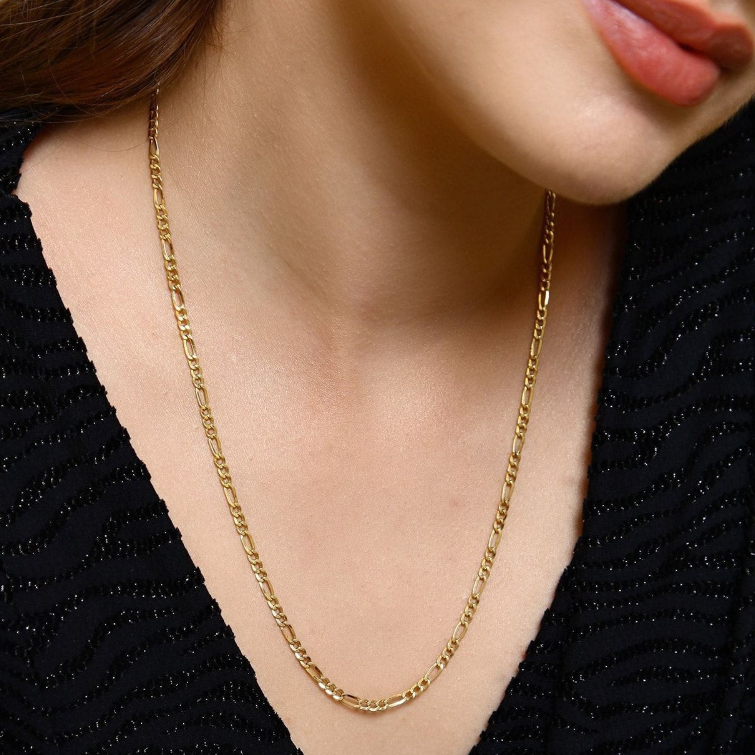 Fine 14Ct Solid Gold Large Figaro Chain Necklace