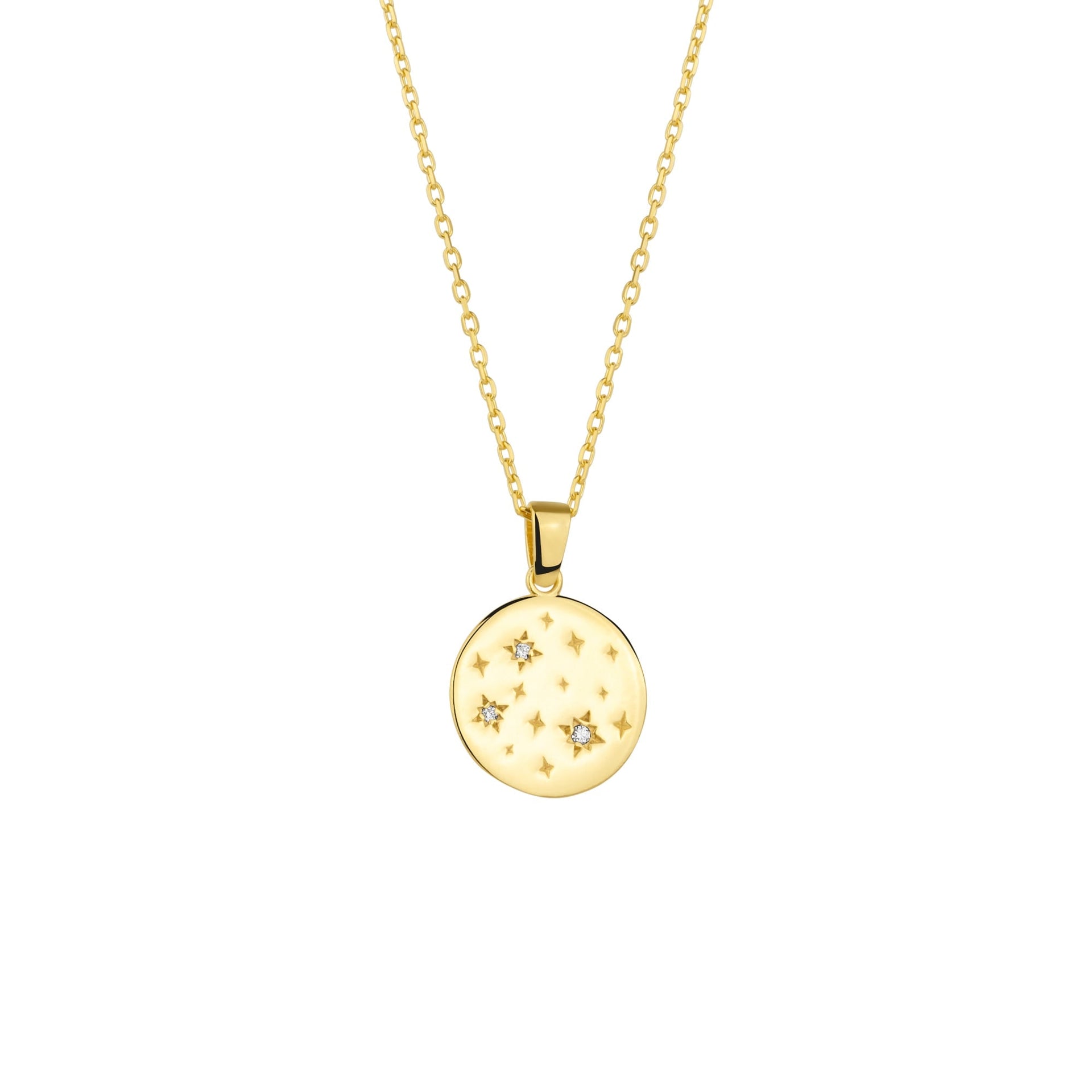 Fine Celestial Diamond Pendant Sterling Silver Necklace - Gold