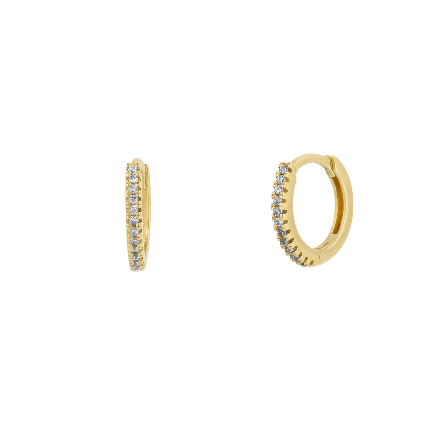 Fine Classic Pave Hoop Earrings 14Ct Solid Gold