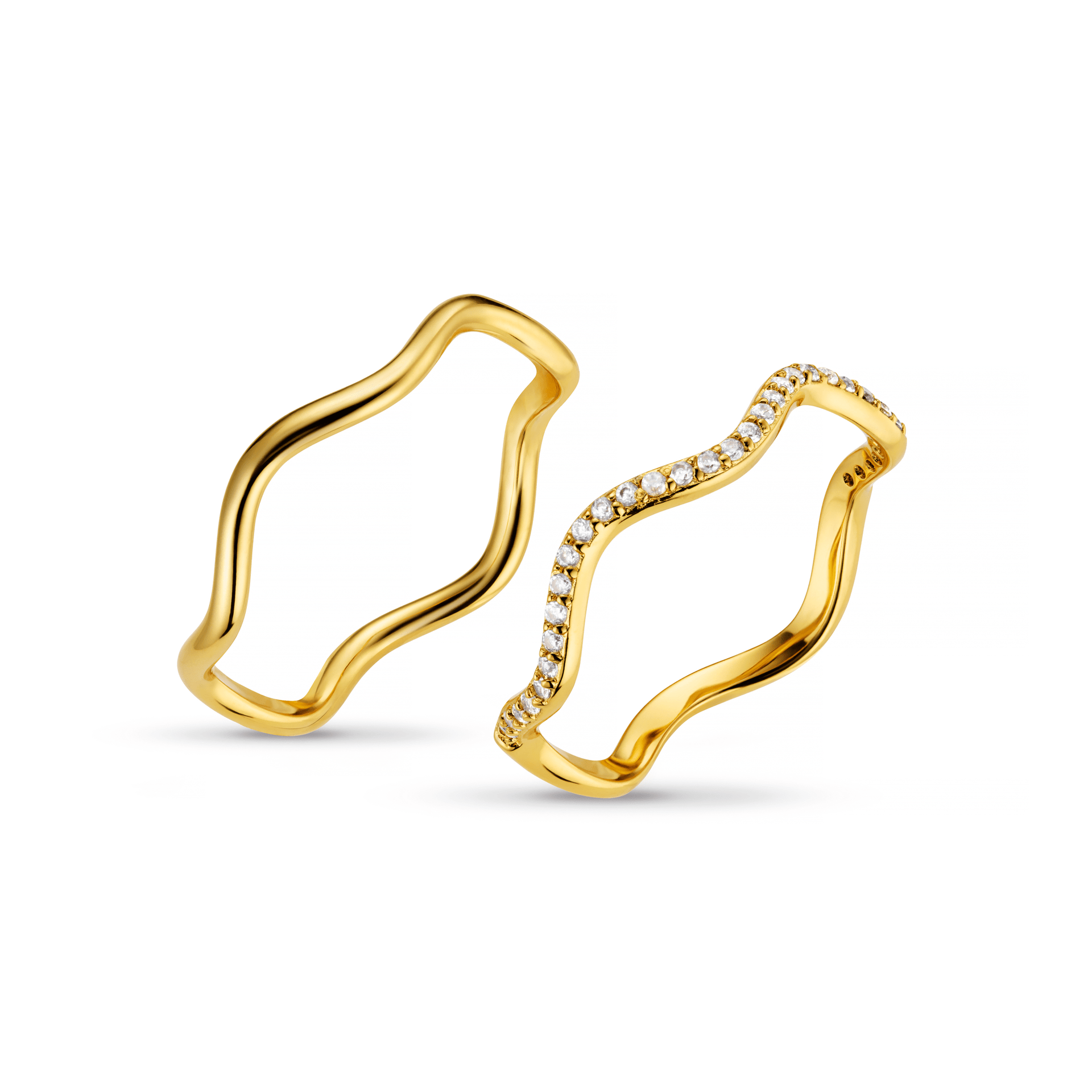 Fine Pave Wave Stacking Ring Set