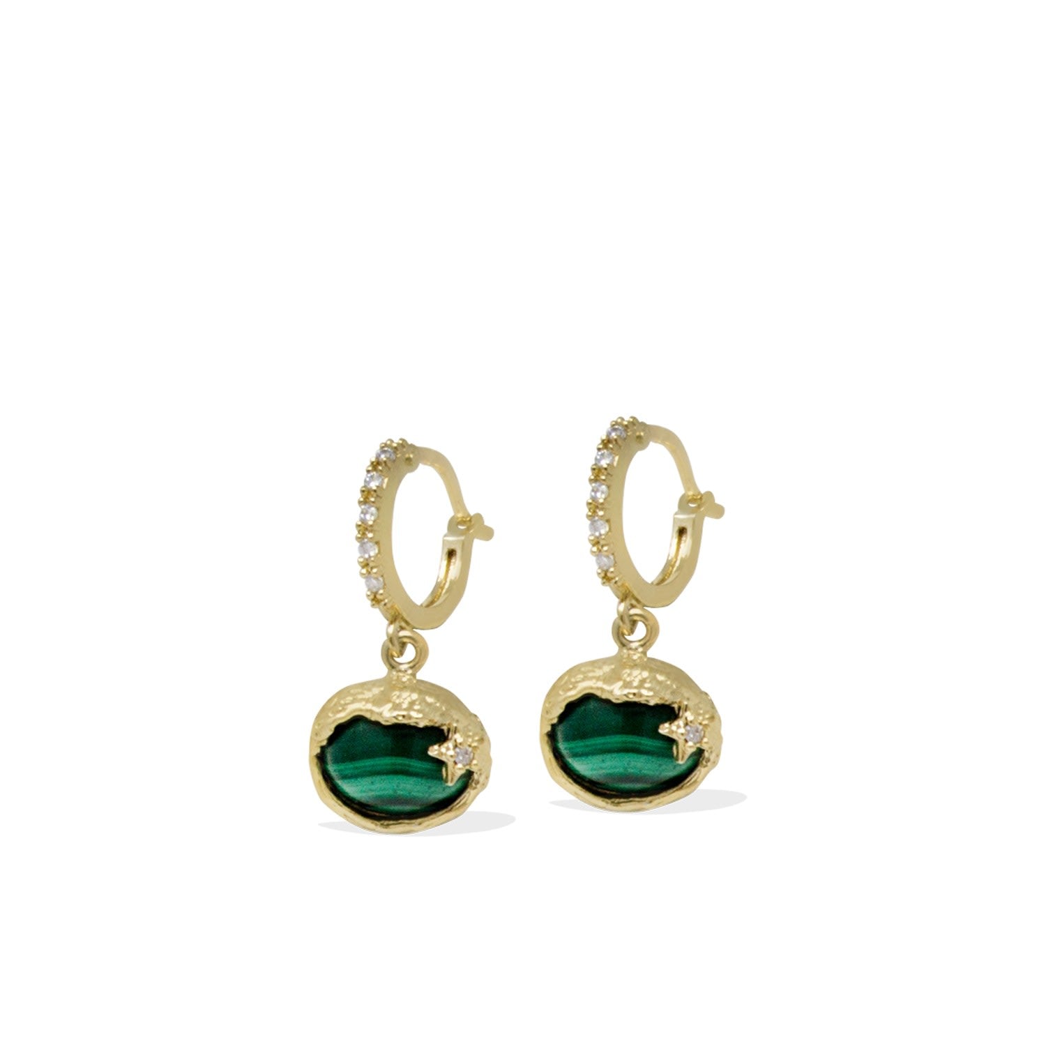 Ad Astra Gold-Plated Malachite Mini Hoop Earrings