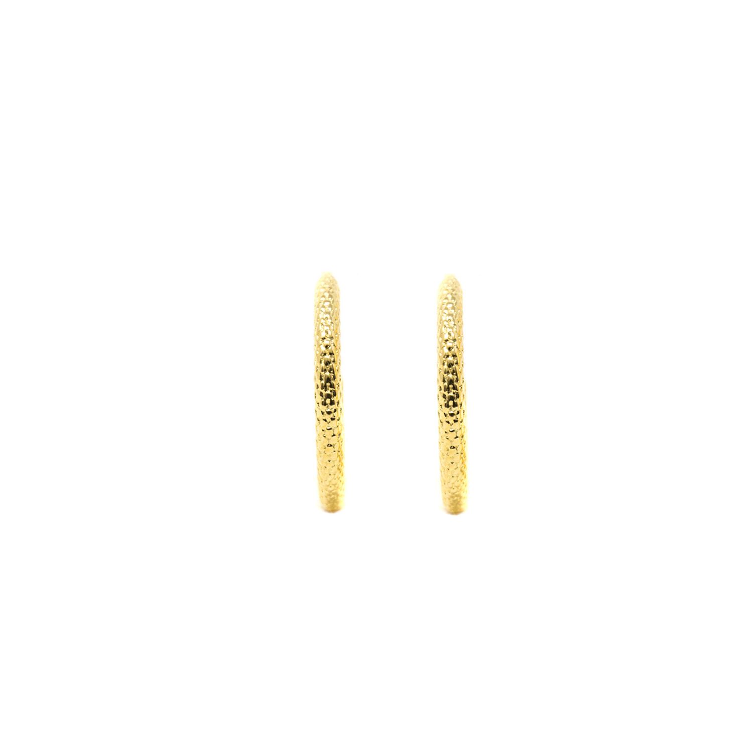 Fish Scale Huggie Hoops- Gold