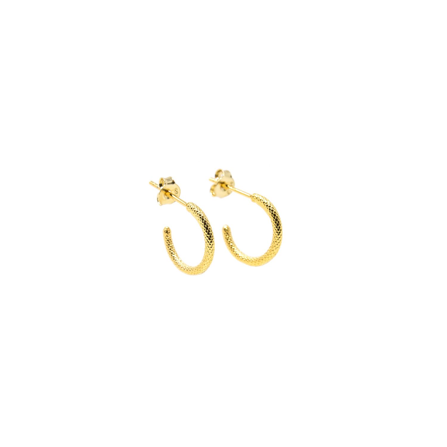 Fish Scale Huggie Hoops- Gold