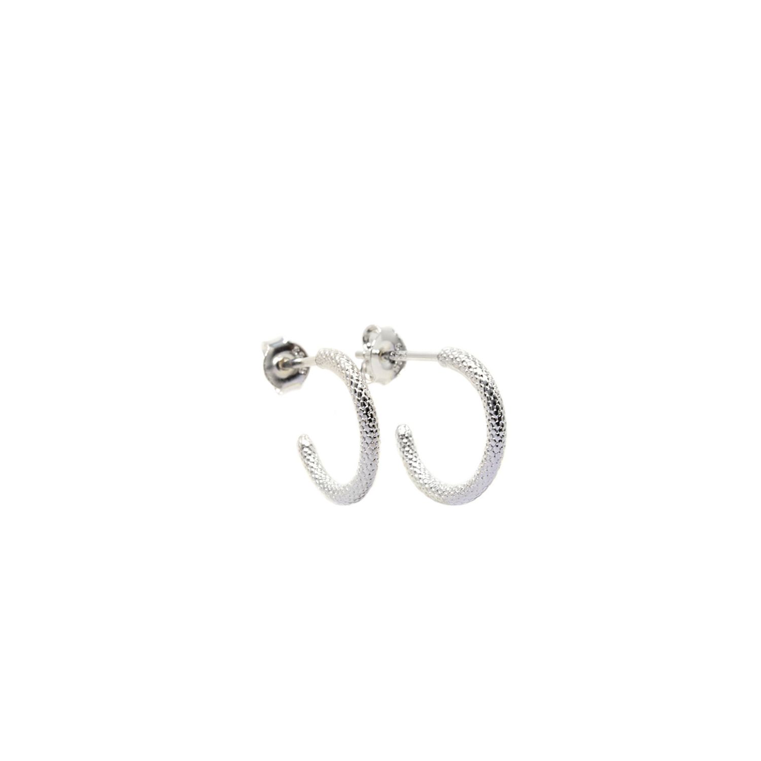 Fish Scale Huggie Hoops- Silver