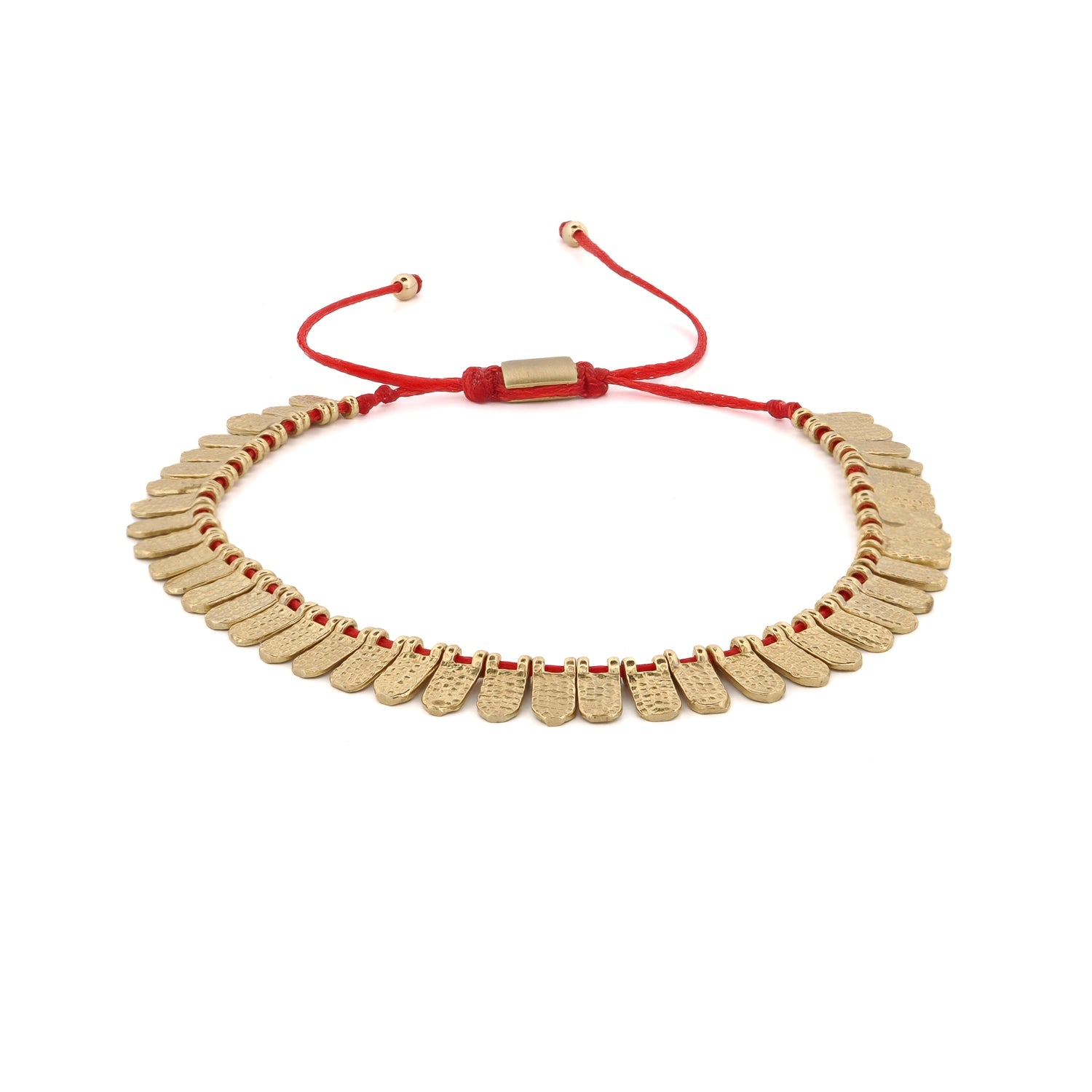 Fish Scale Red & Gold Cord Bracelet - Red