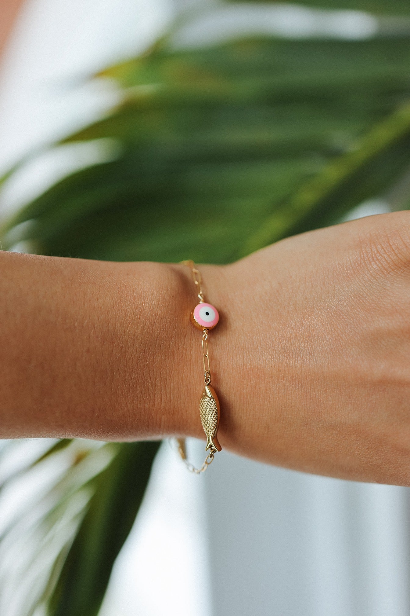 Fisheye Chain Bracelet - Pink