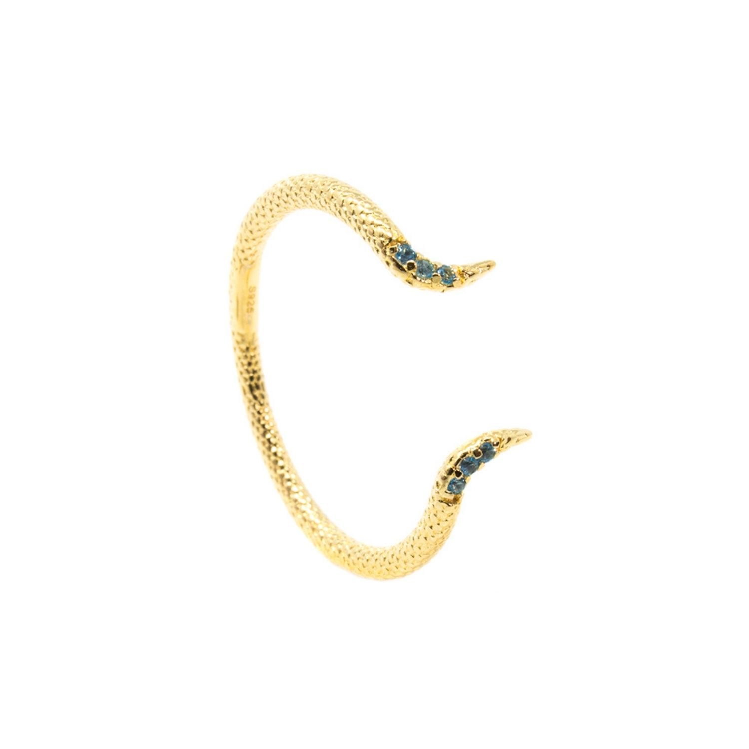 Adjustable Fishtail Ring- Blue Topaz, Gold