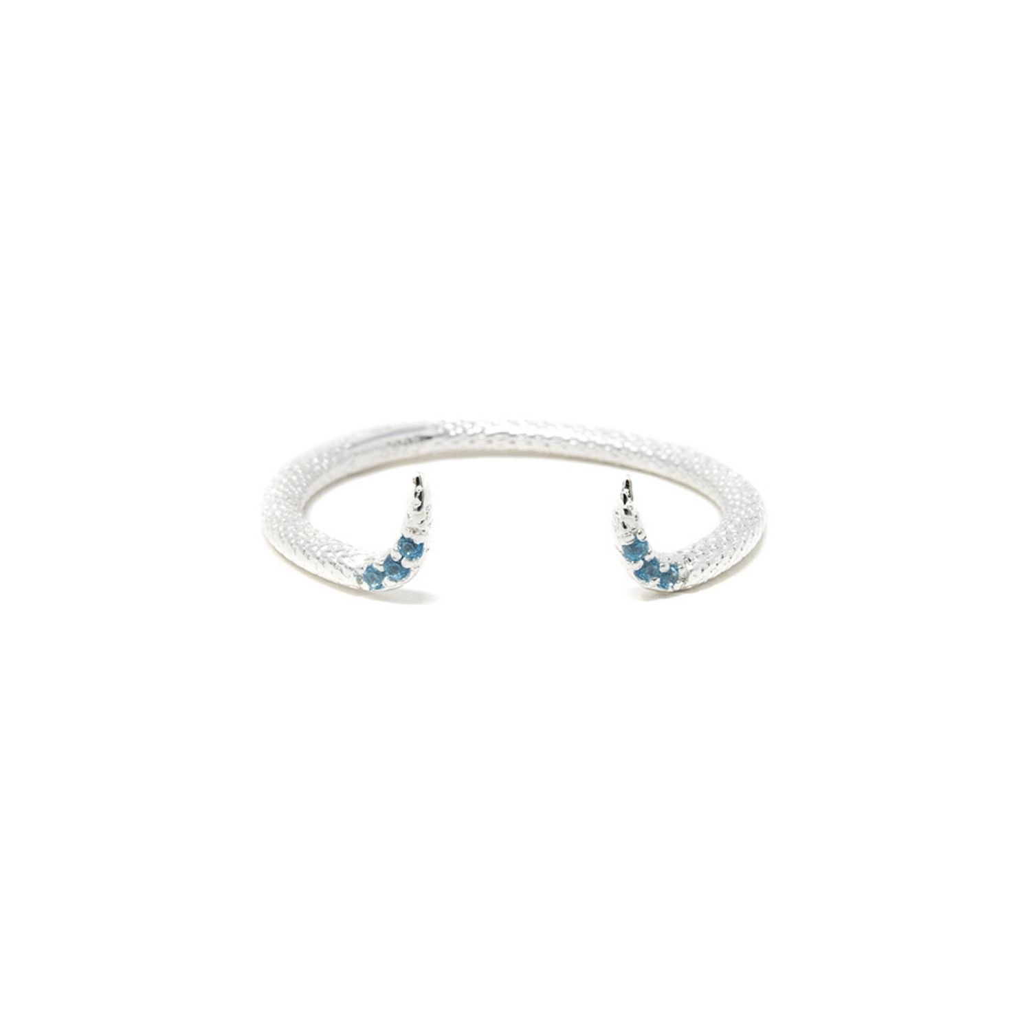 Adjustable Fishtail Ring- Blue Topaz, Silver