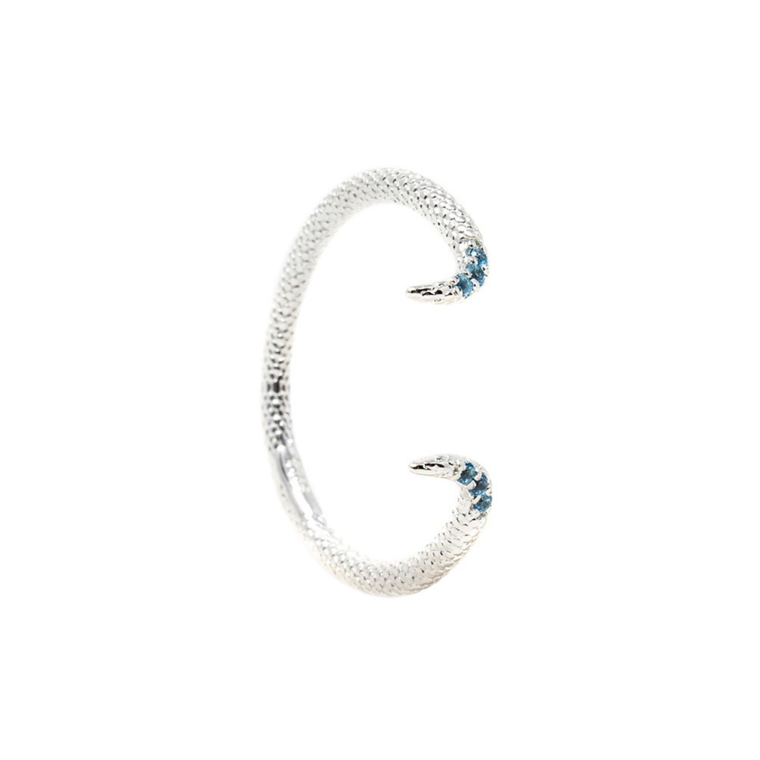 Adjustable Fishtail Ring- Blue Topaz, Silver