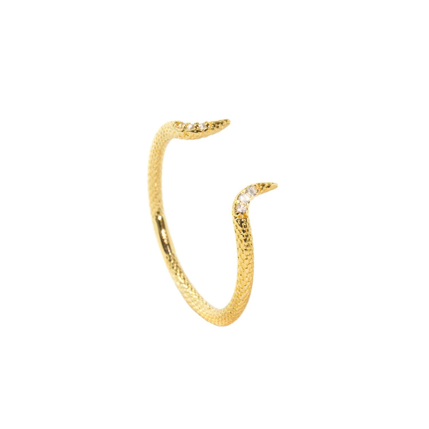 Fishtail Ring White Topaz Gold