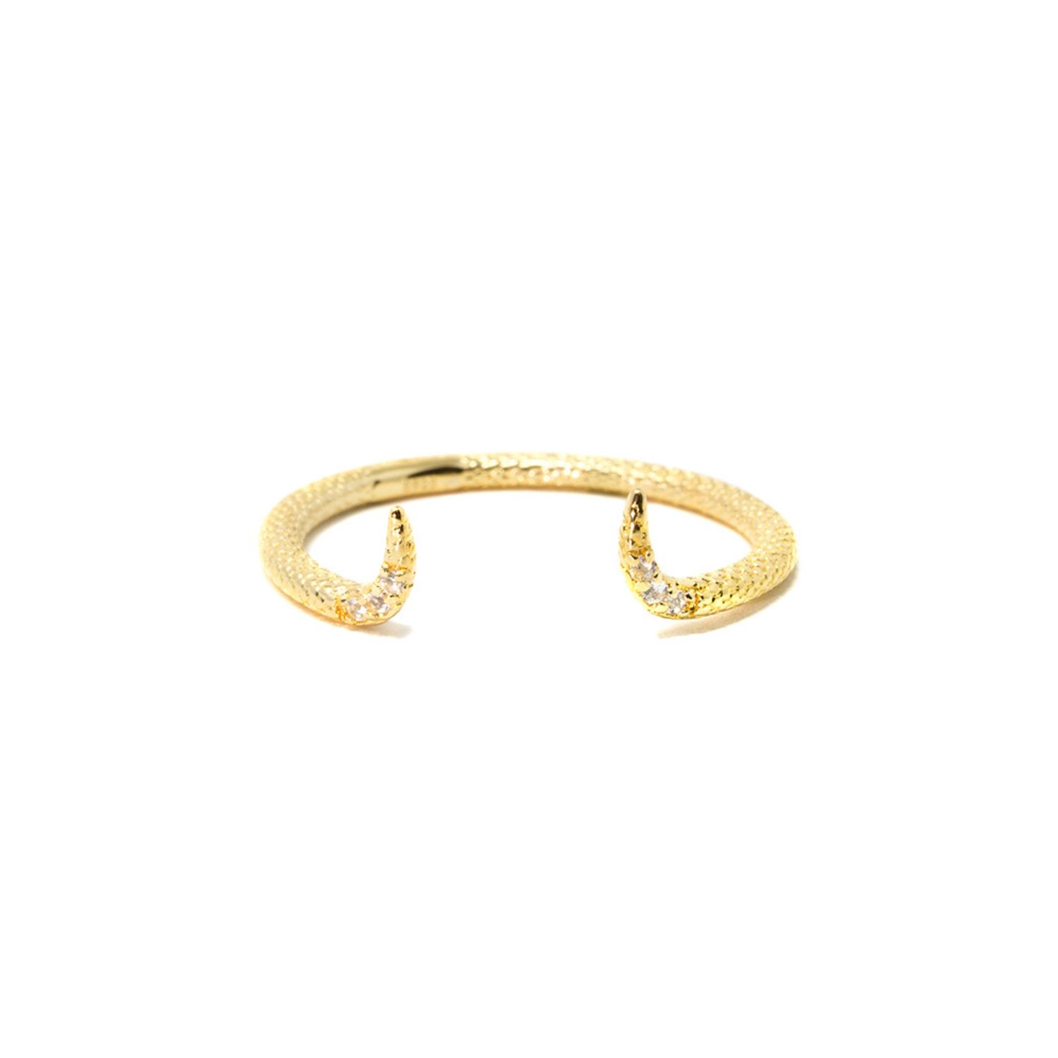 Adjustable Fishtail Ring- White Topaz, Gold