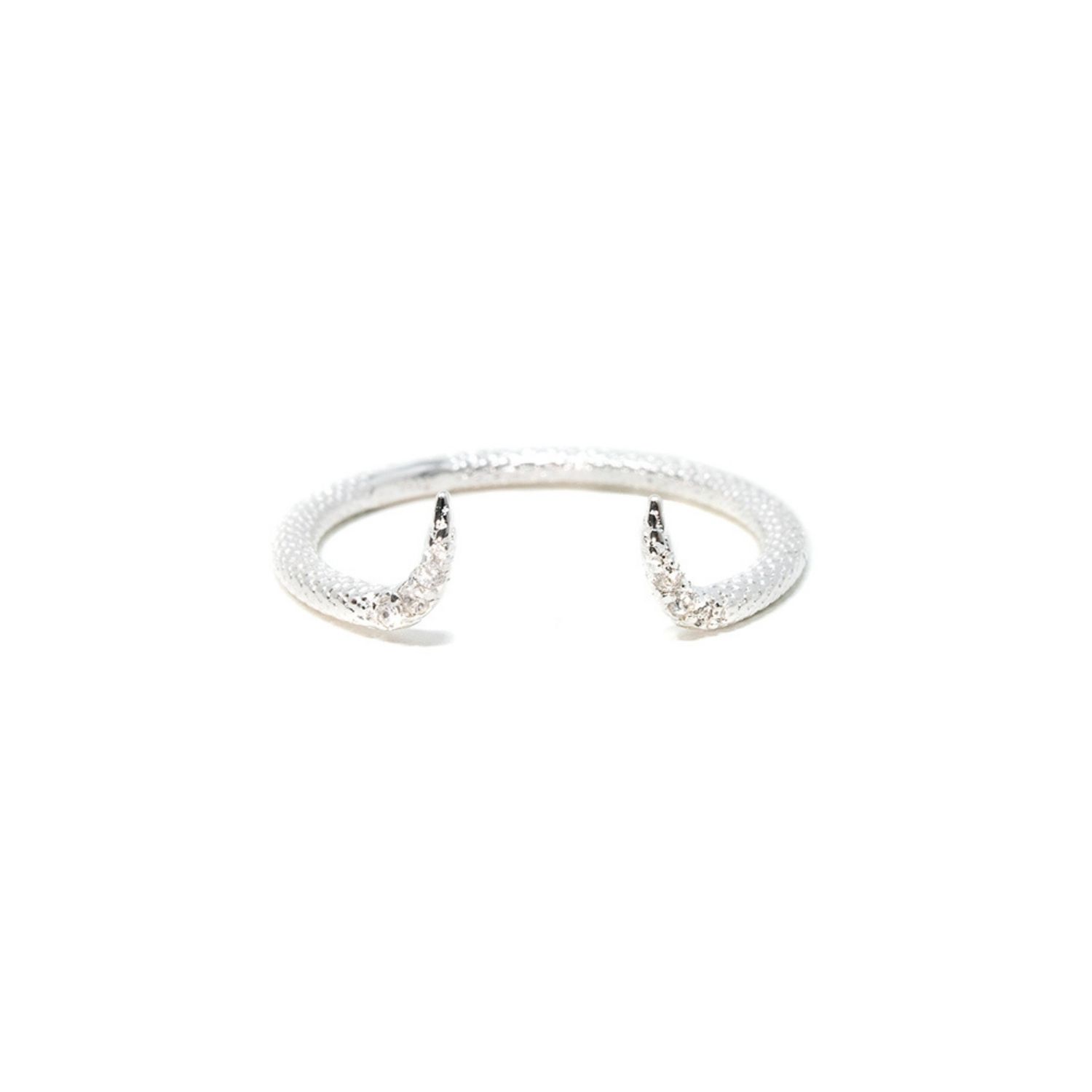 Adjustable Fishtail Ring- White Topaz, Silver