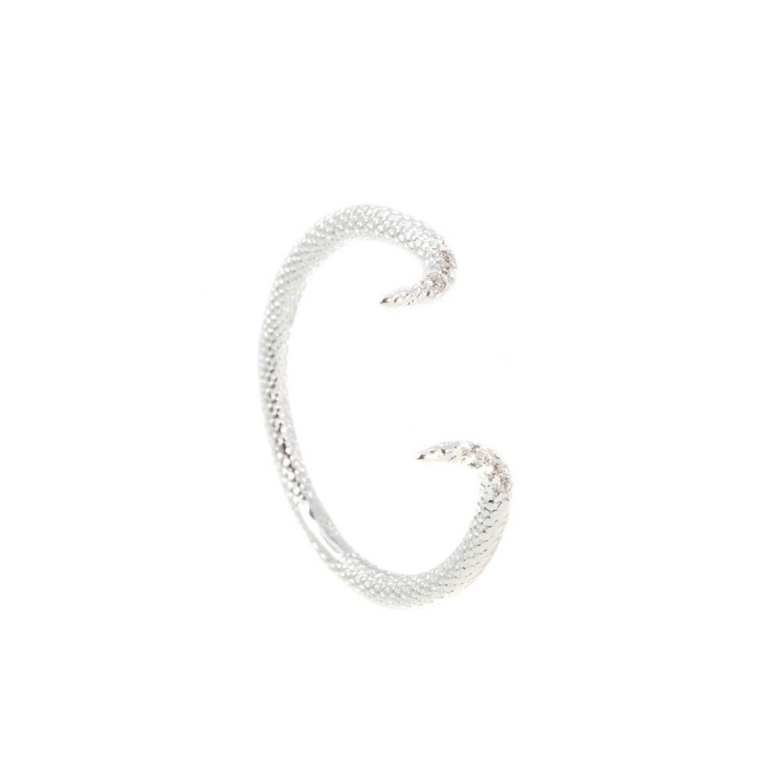 Adjustable Fishtail Ring- White Topaz, Silver