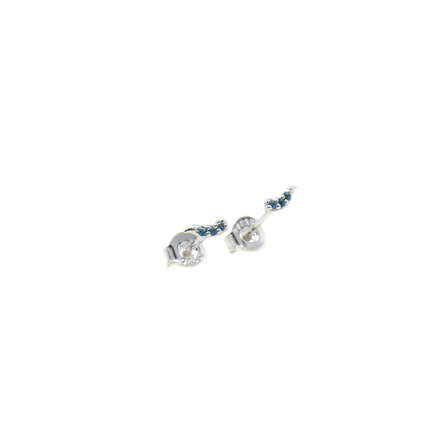 Fishtail Studs- Blue Topaz, Silver