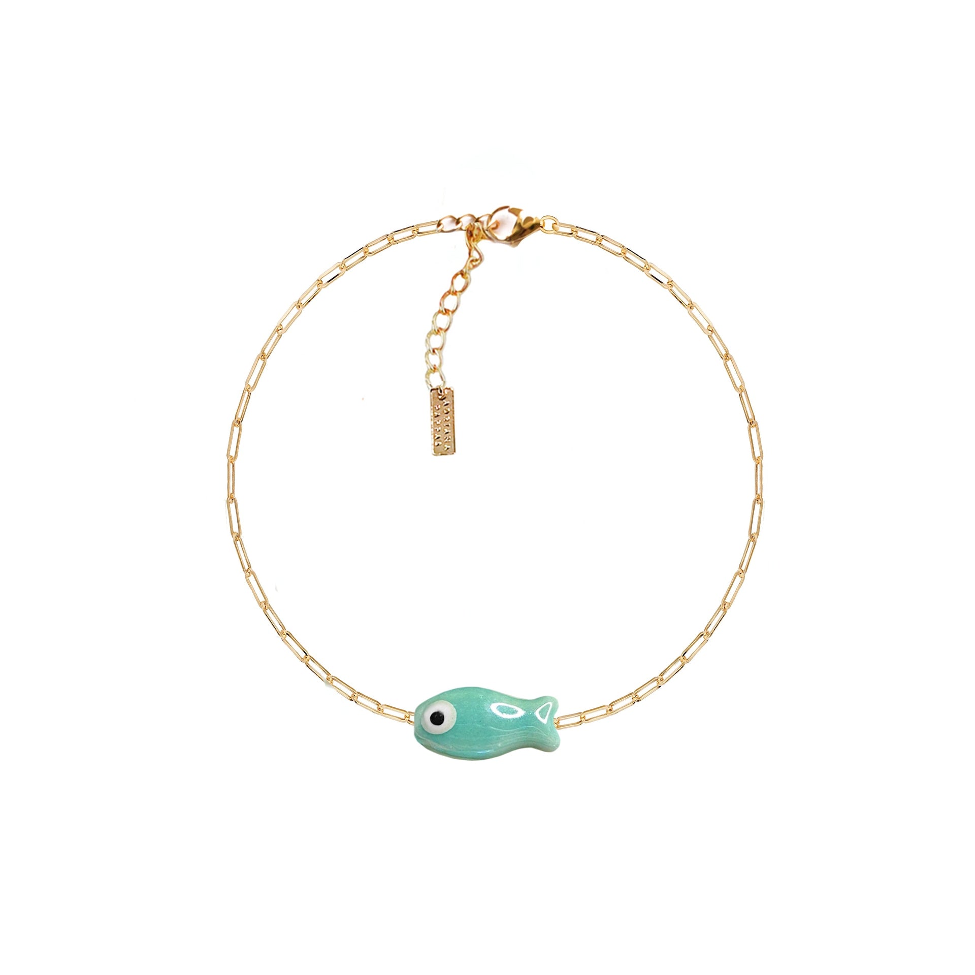 Fishy Chain Anklet - Turquoise