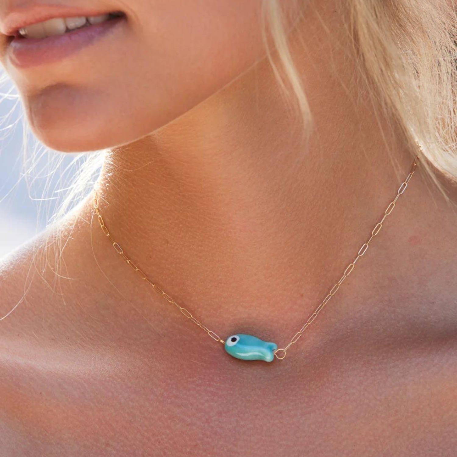 Fishy Chain Choker - Blue