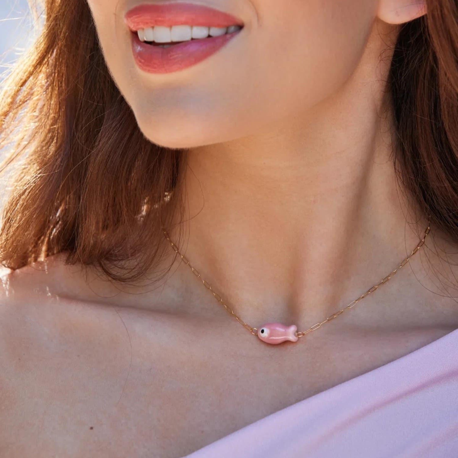 Fishy Chain Choker - Pink