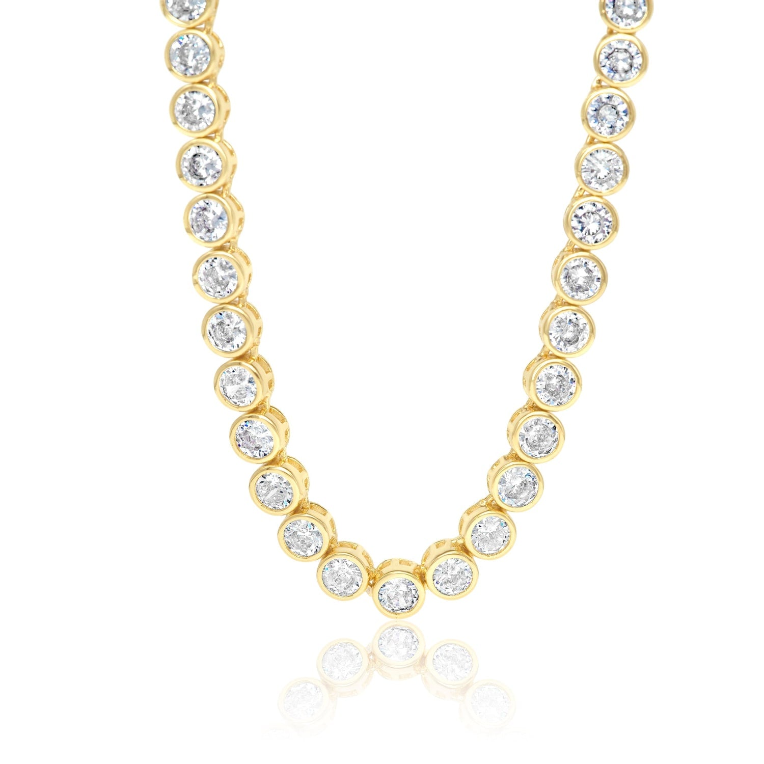 Five Mm Bezel-Set Classic Round Tennis Necklace - Gold