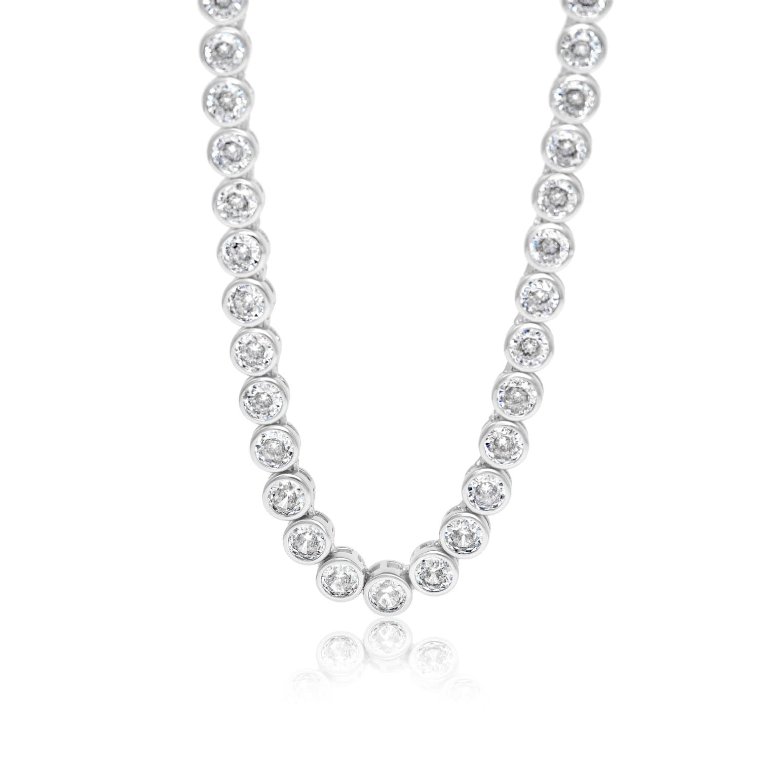 Five Mm Bezel-Set Classic Round Tennis Necklace - Silver
