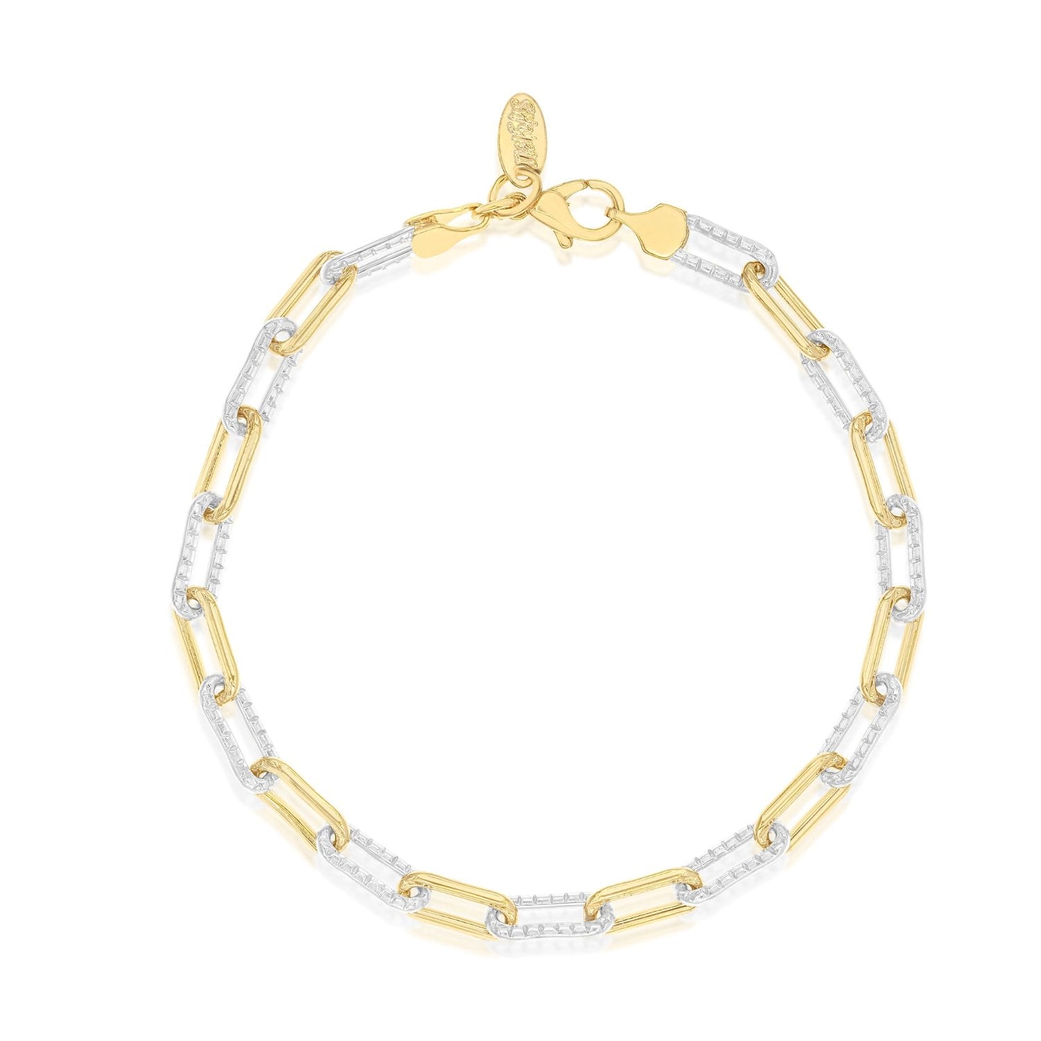 Five Mm Two Tone Paper Clip Bracelet