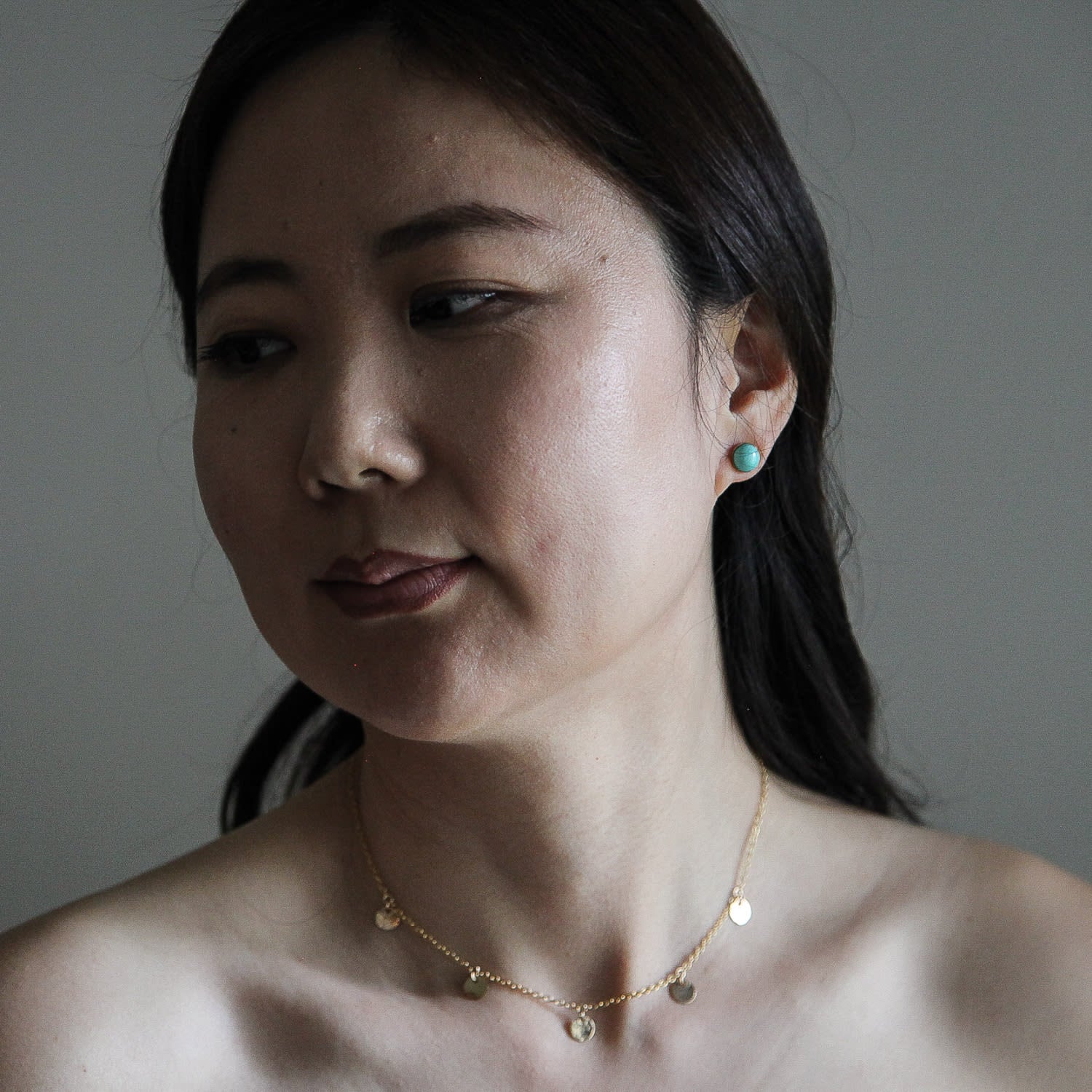 Five Tiny Hammered Coins Necklace - Gold-Filled