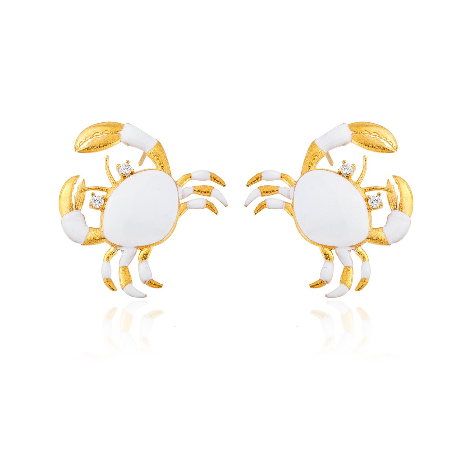 White Crab Earrings