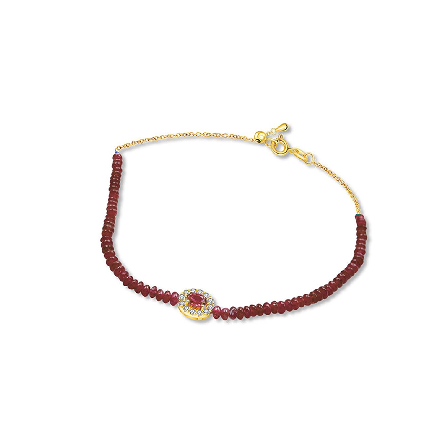 18K Yellow Gold Ruby Bead Bracelet