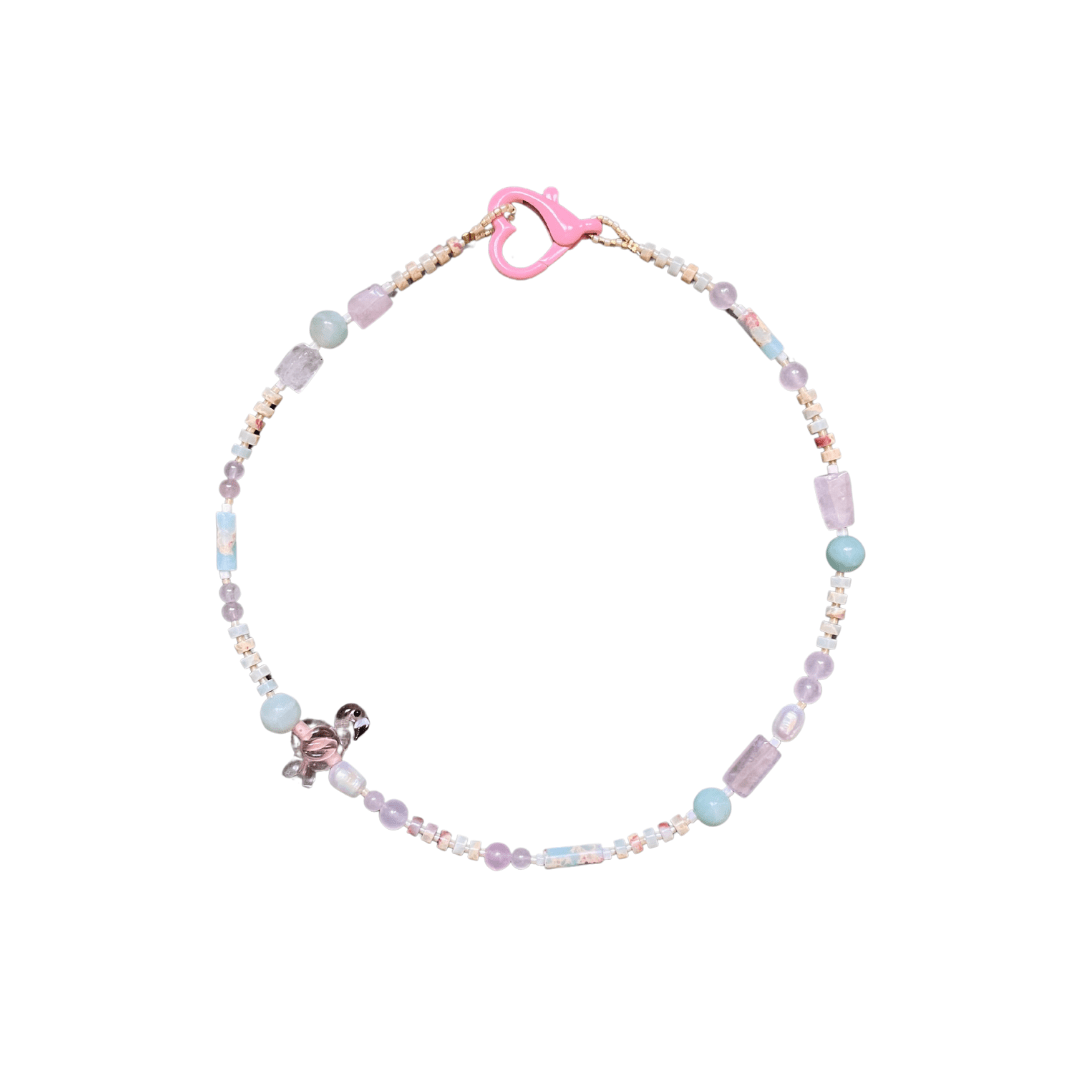 Flamingo – Gemstone Necklace With Murano Glass Flamingo Charm