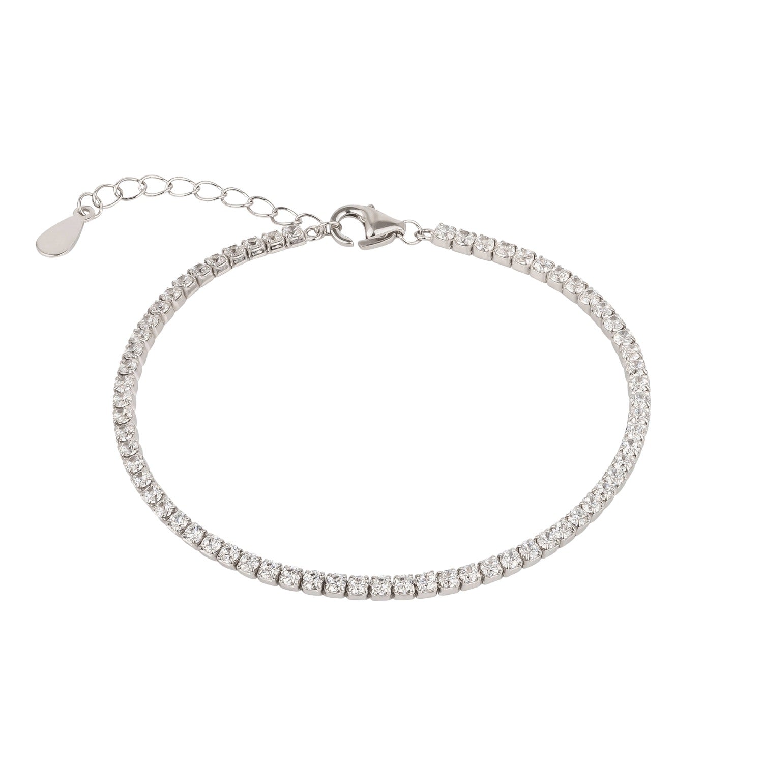 Flat Back Sterling Silver Fine Tennis Bracelet